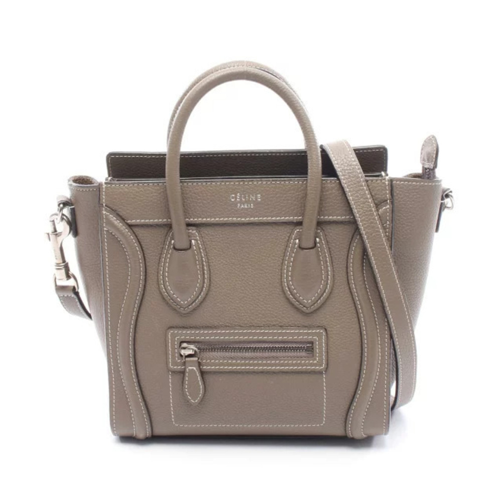 Celine Luggage Tote Shopper Handbag Leather Gray